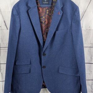 Tailorbyrd Navy Blazer with Patterned Lining